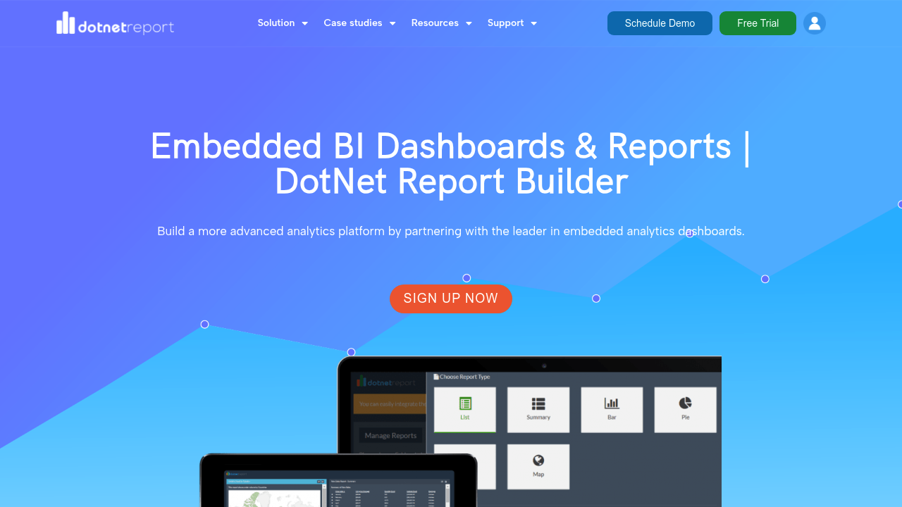 Desktop screenshot of DotNet Report web interface