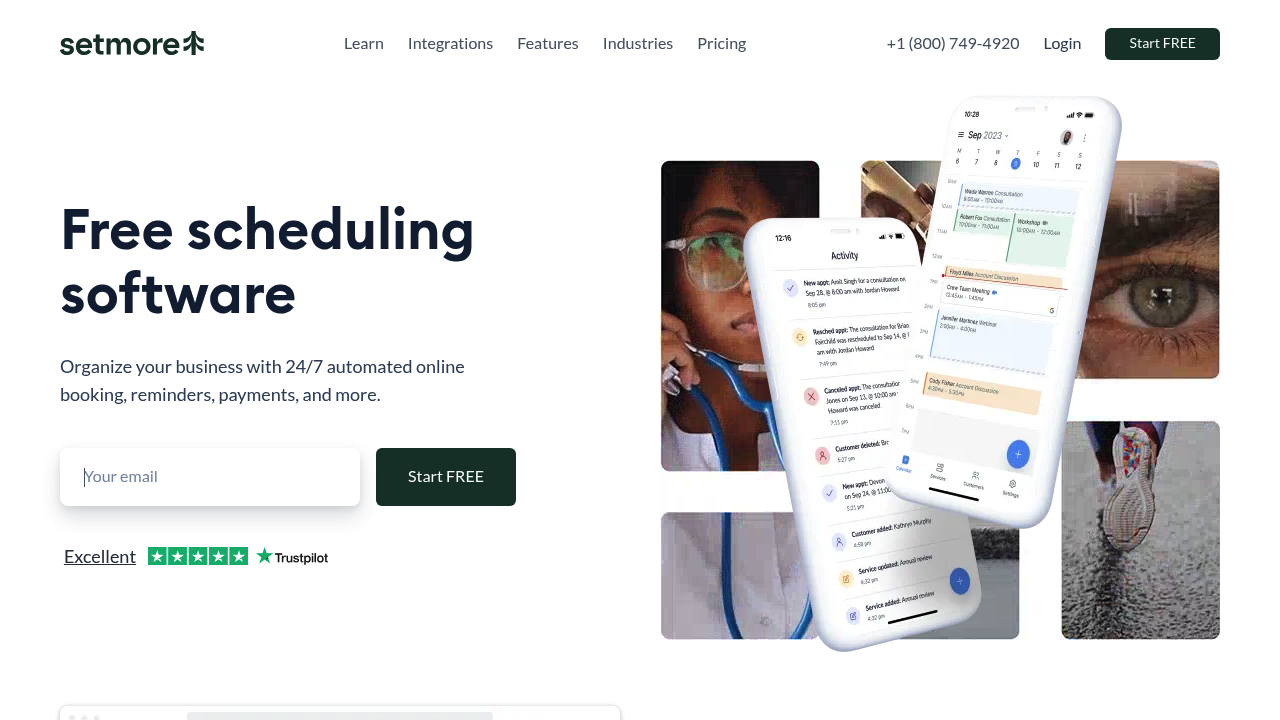 Desktop screenshot of Setmore web interface