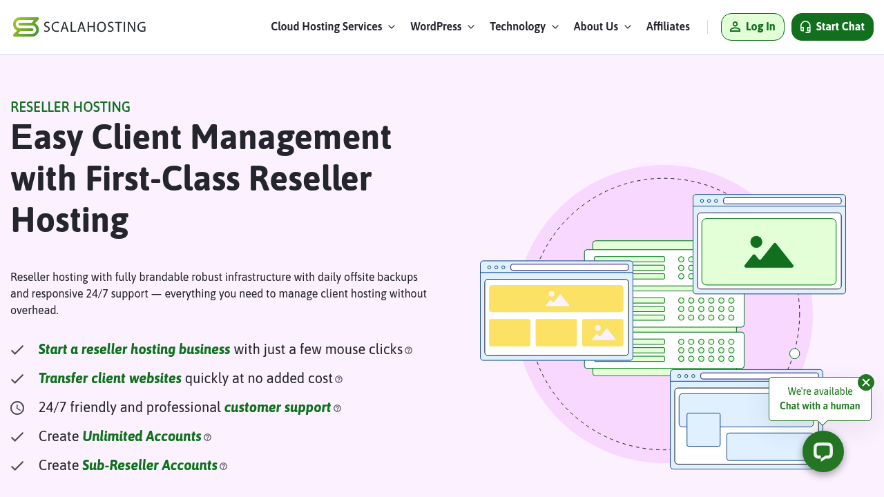 Desktop screenshot of ScalaHosting web interface
