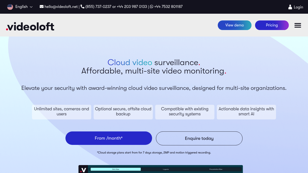 Desktop screenshot of Videoloft web interface