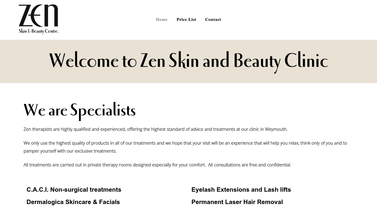 Zen Skin and Beauty Clinic Weymouth treatment room image