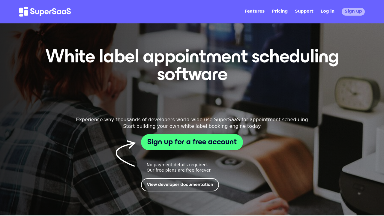 Desktop screenshot of SuperSaaS web interface