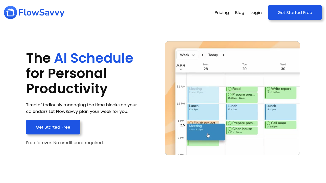 FlowSavvy - The AI Schedule for Personal Productivity