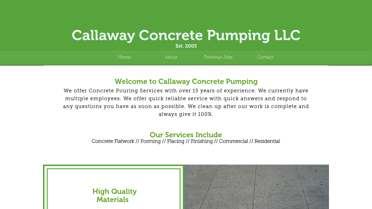 Callaway Concrete Pumping professional concrete services