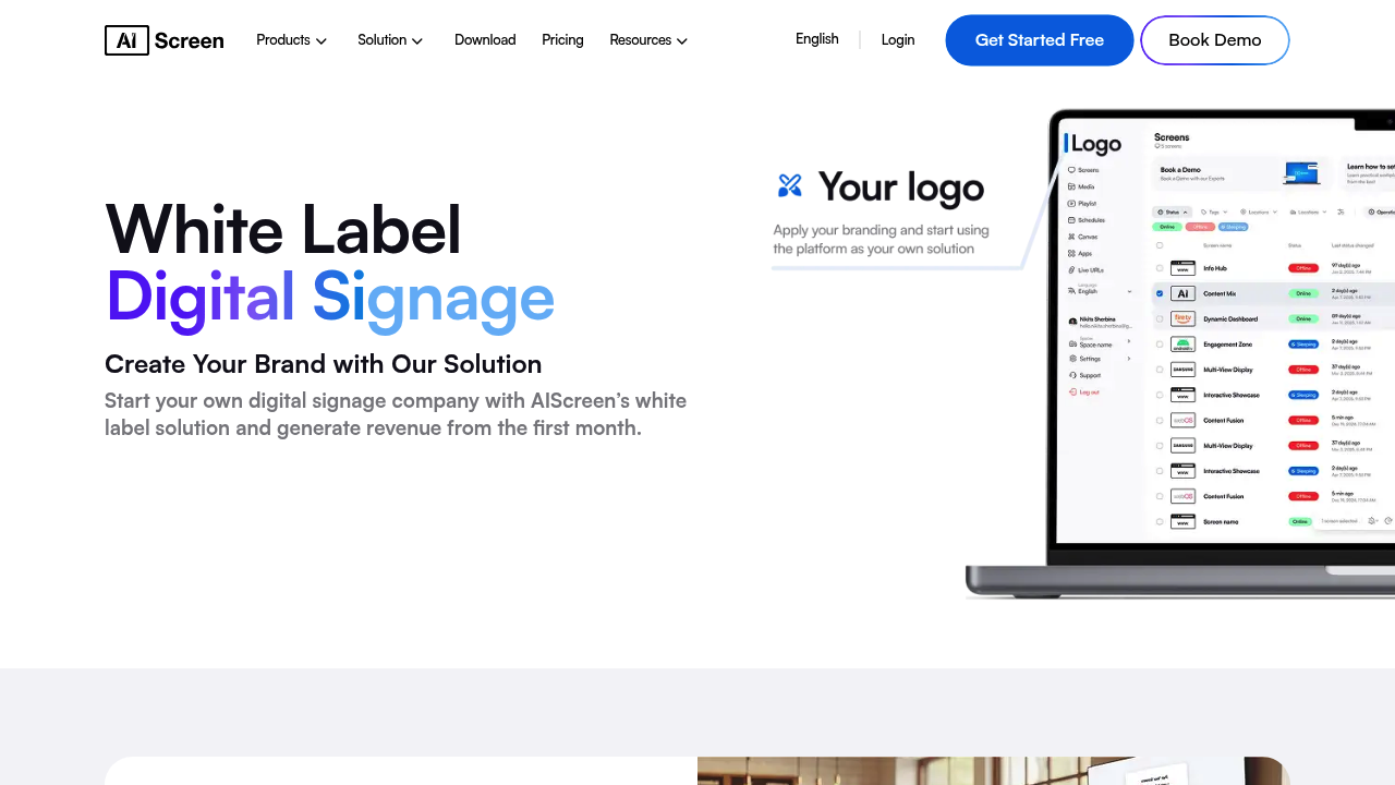 AIScreen white label digital signage screenshot