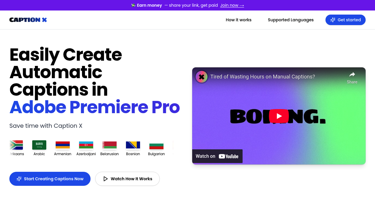 Automatic Captions | Adobe Premiere Pro | 43 Languages Supported