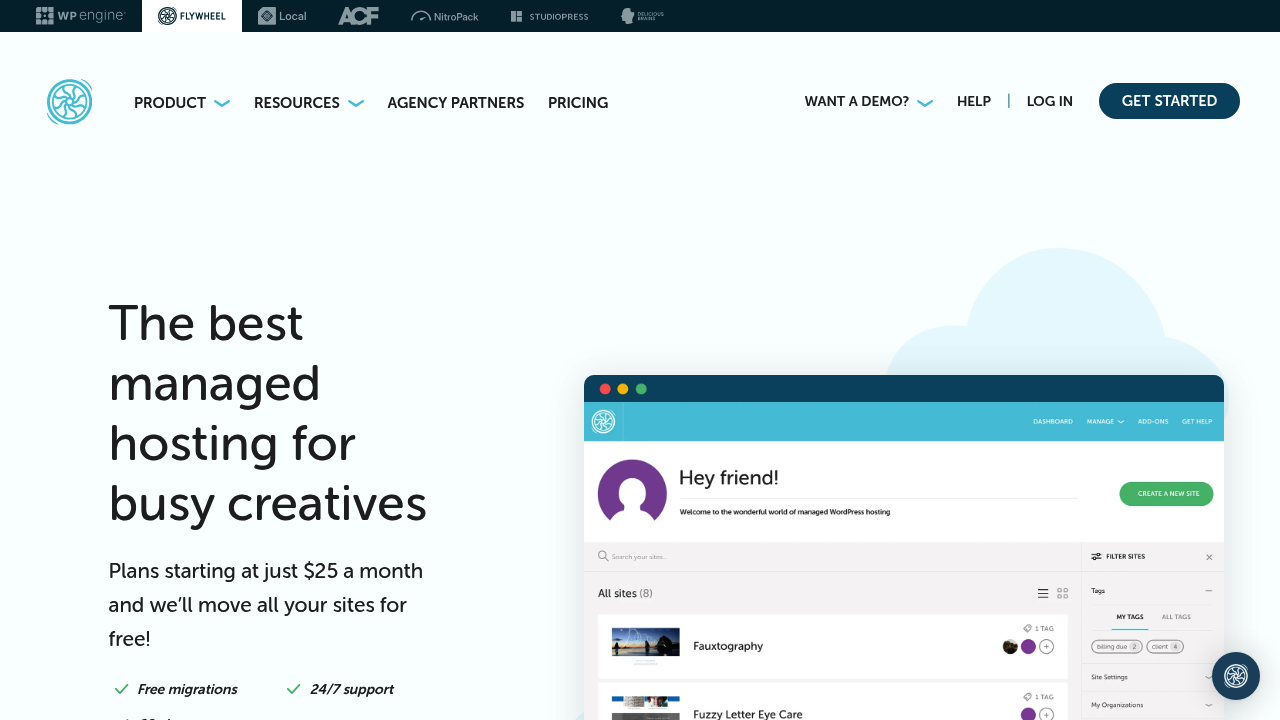 Desktop screenshot of Flywheel web interface