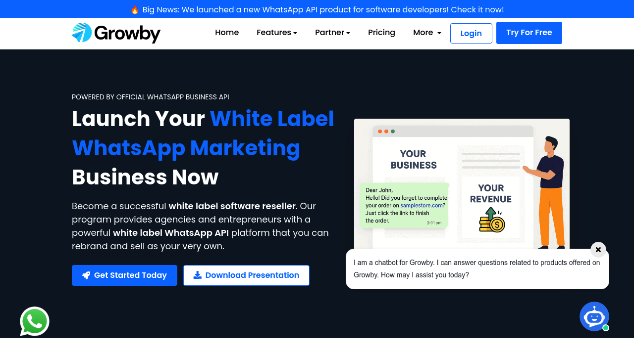 Desktop screenshot of Growby platform interface
