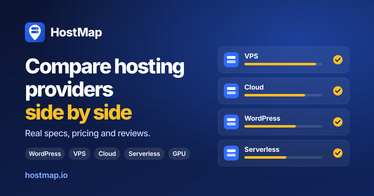 hostmap.io — Compare the best WordPress, VPS, cloud, serverless, game server, email, database & GPU…